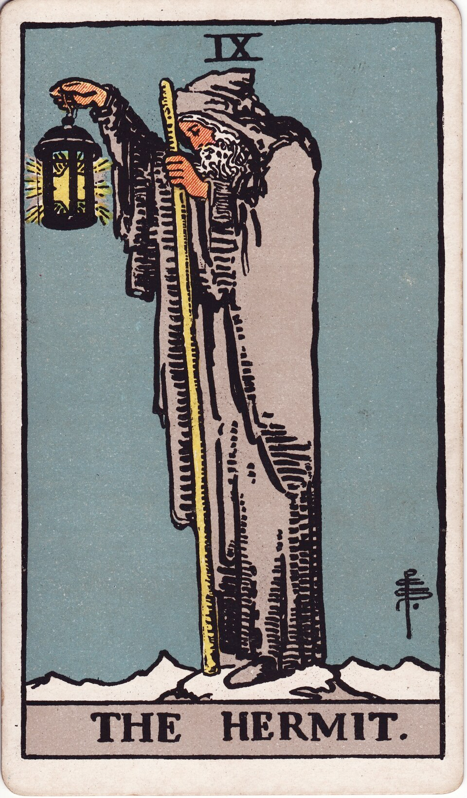 Отшелникът tarot card Rider-Waite